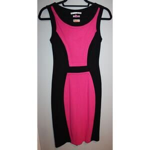 Yoana Baraschi Black With Pink Color Block Sleeveless Dress Size Women's XS